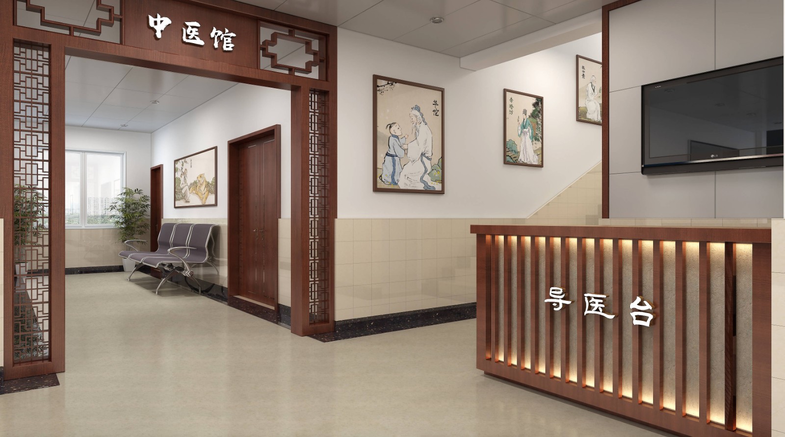 九瑞天藝系列JR-1201米灰中醫(yī)館鋪裝效果圖.jpg